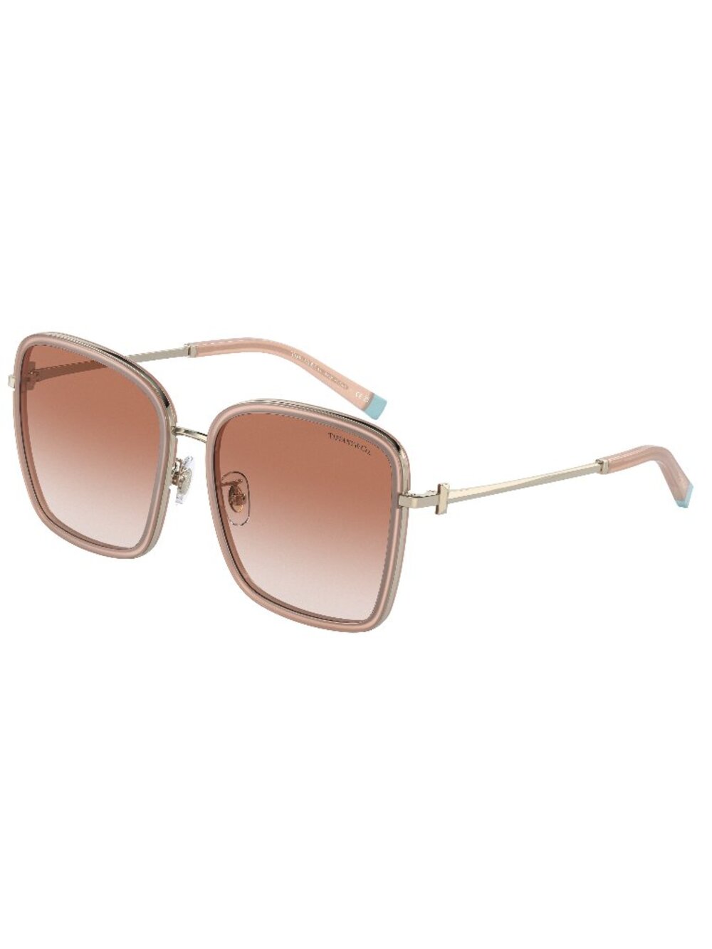 New Tiffany Women's Sunglasses Multicolor Square Pink Lens Metal Frame & Co. 59